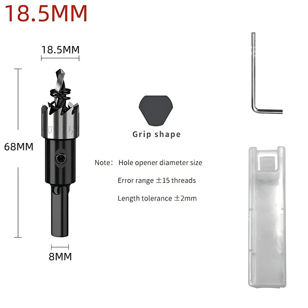 HSS Hole Saw Drill Bit Set – 5 Sizes, Metal & Steel Hole Saw Drill Set SPOT 18.5 mm