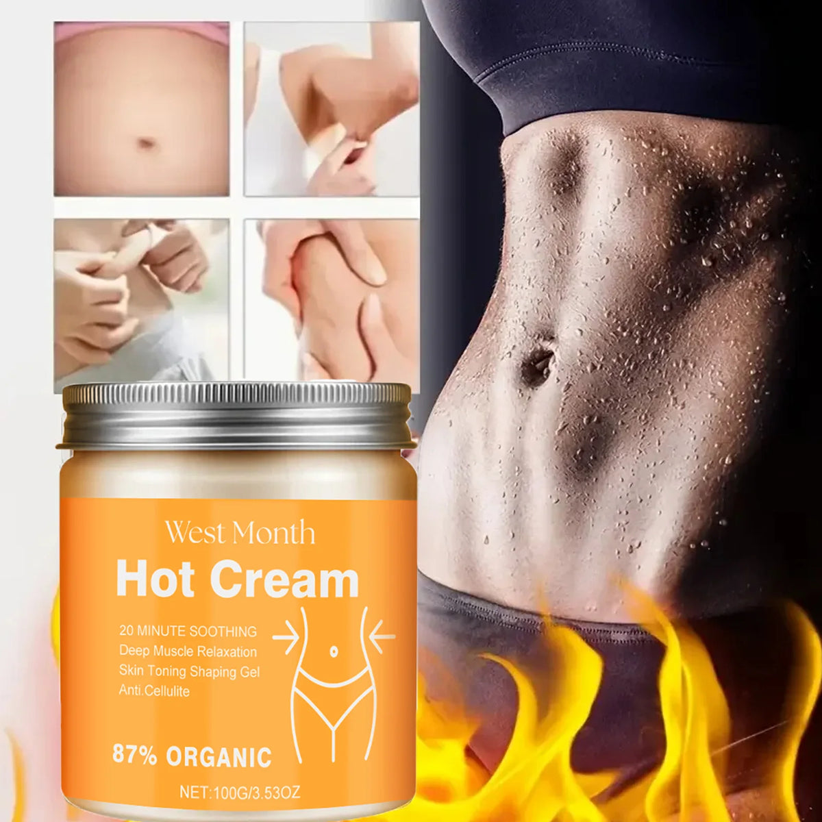 Hot Slimming Massage Cream – 87% Organic Anti-Cellulite Body Body Firming Cream SPOT