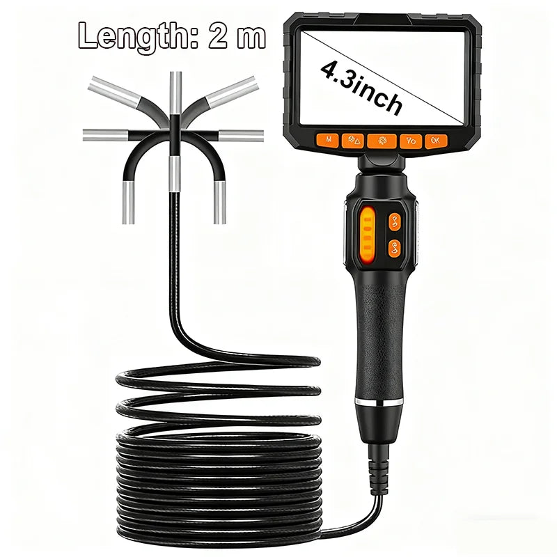 1080P Articulating Borescope – 6mm Inspection Camera 4.3" LCD Articulating Borescope SPOT