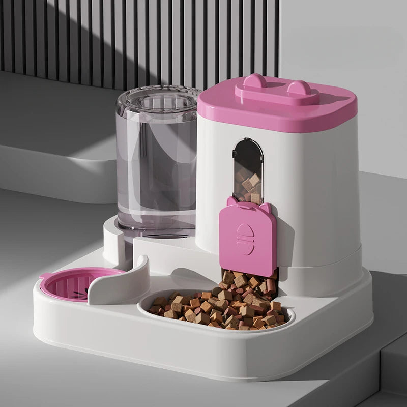 KEMORELA Automatic Cat Feeder & Water Fountain Spill-Proof Automatic Pet Feeder SPOT Pink