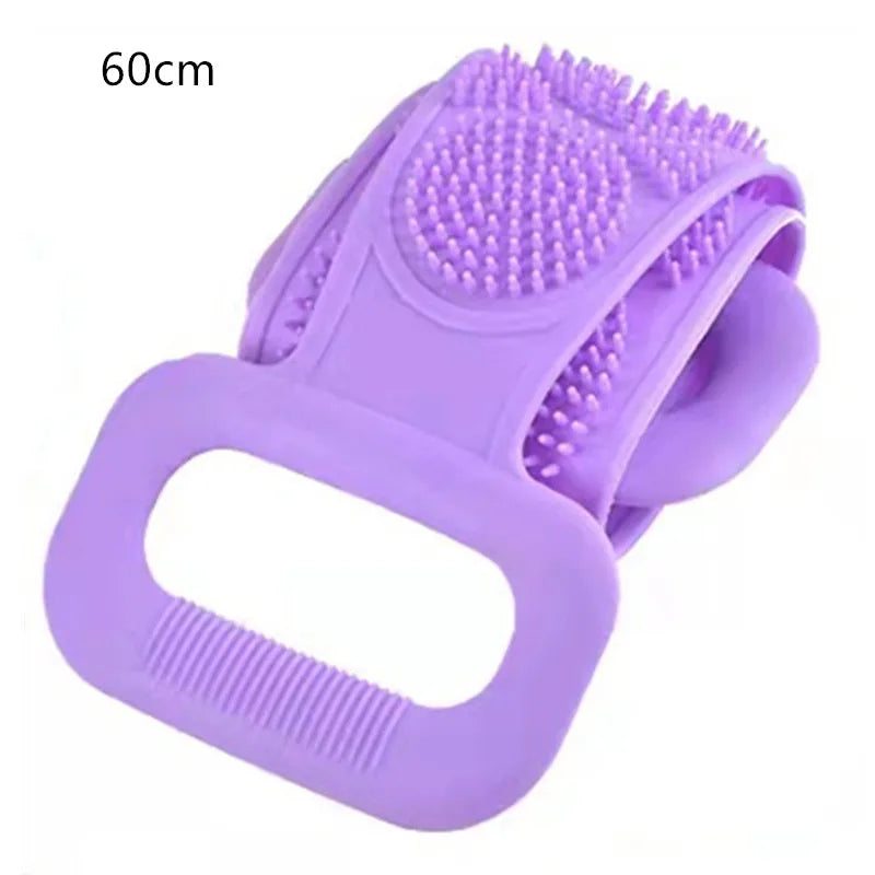 Silicone Bath Body Scrub Brush – Dual-Sided Exfoliating Belt Body Scrub Brush SPOT 60cm purple