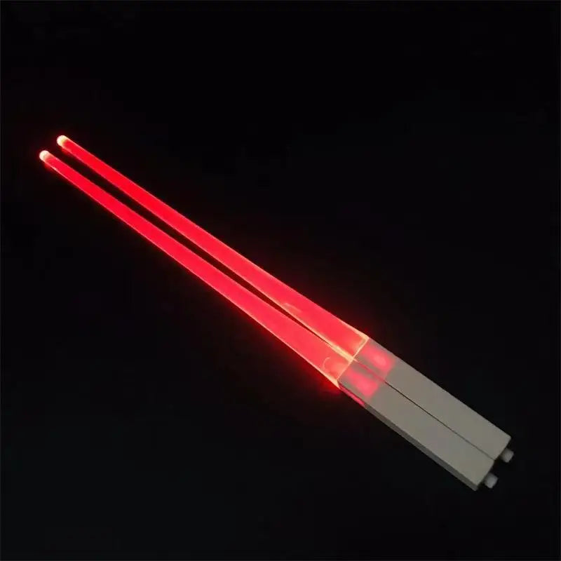 LED Light-Up Chopsticks Glowing Light Saber Style – 1 Pair Novelty Chopsticks SPOT Red