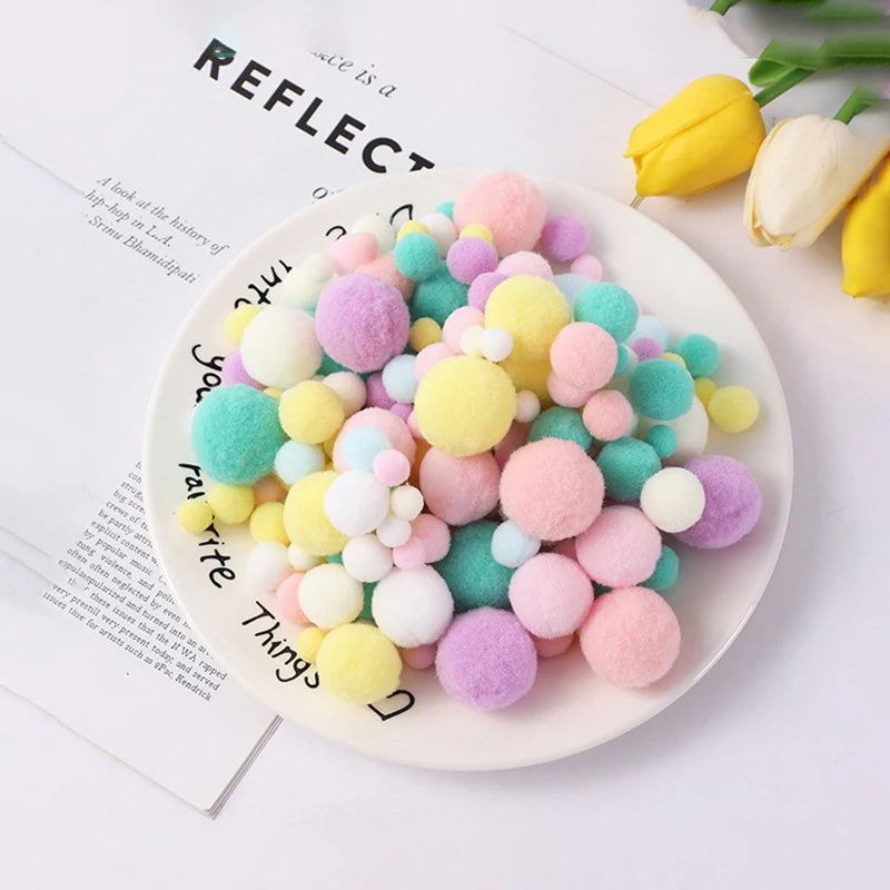 260-Pack Colorful Fluffy Pom Pom Balls 10–30mm DIY Craft Decor DIY Craft Pom Poms SPOT
