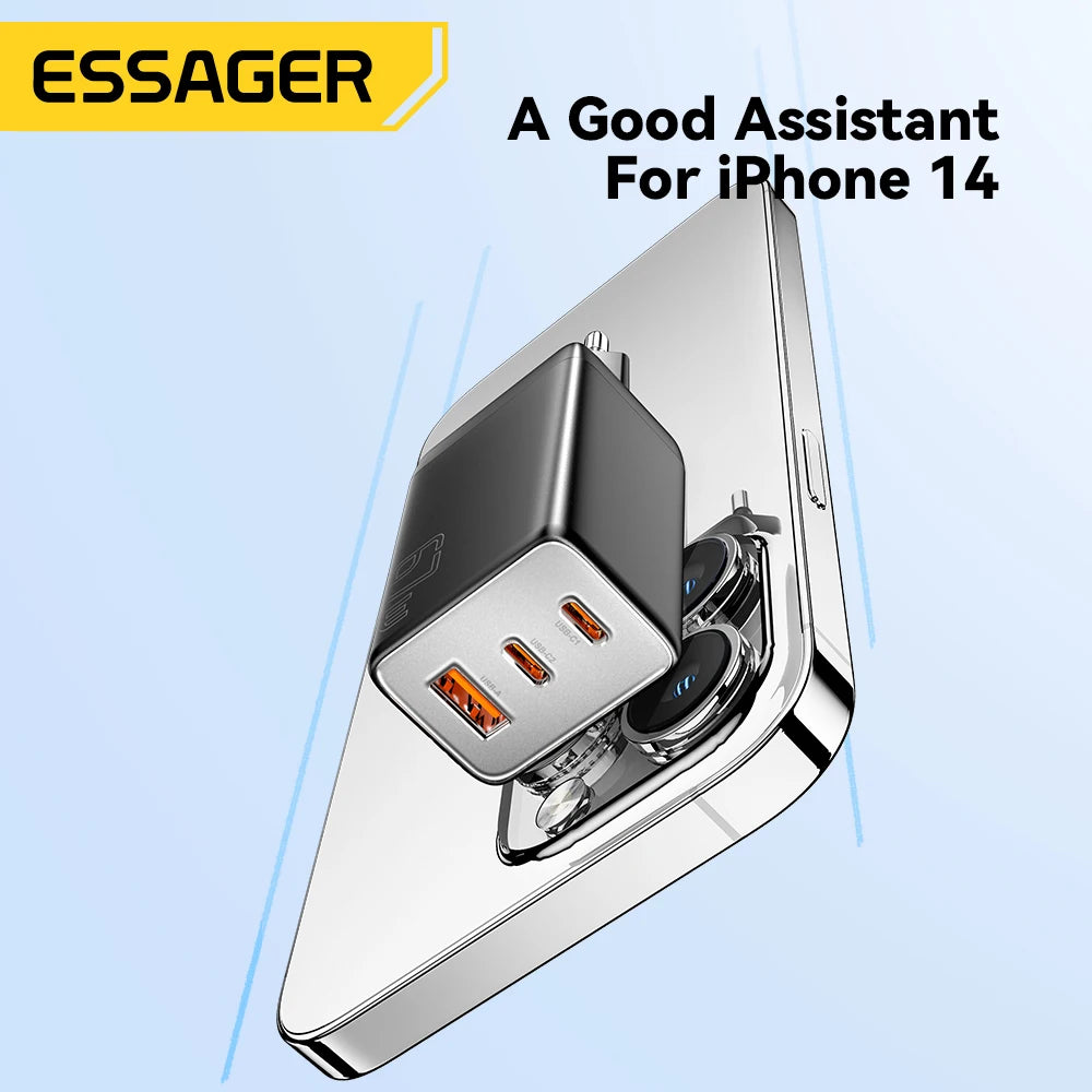 Essager GaN 67W 3-Port USB-C Wall Charger PD 3.0 QC 4.0 GaN Wall Charger SPOT