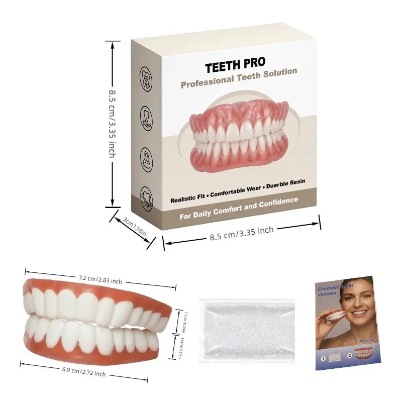 Soft Silicone Dentures – Realistic Upper & Lower False Teeth Silicone Denture Appliance SPOT 1 Box