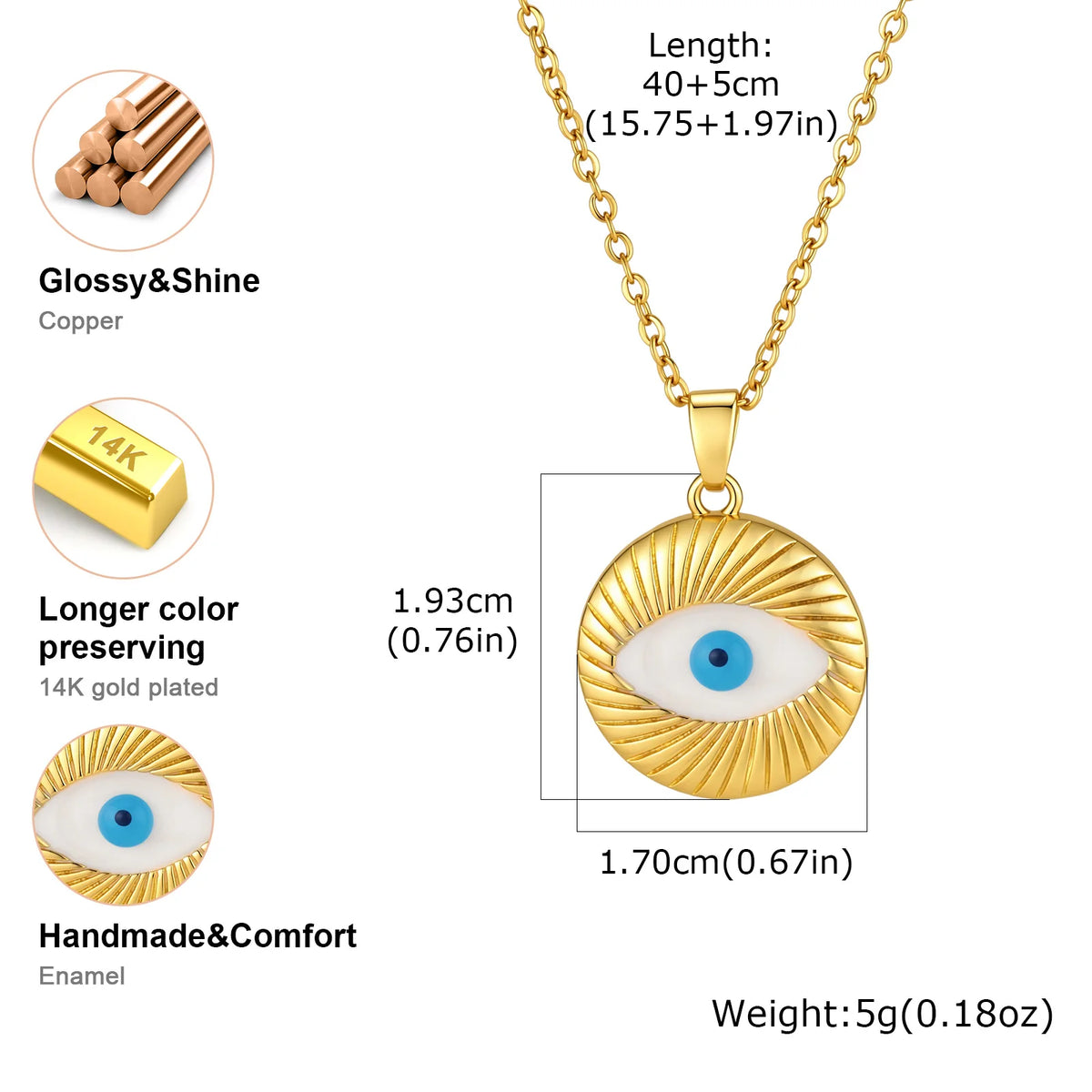 Blue Evil Eye Necklace – Gold Amulet Pendant for Women Pendant Necklace SPOT