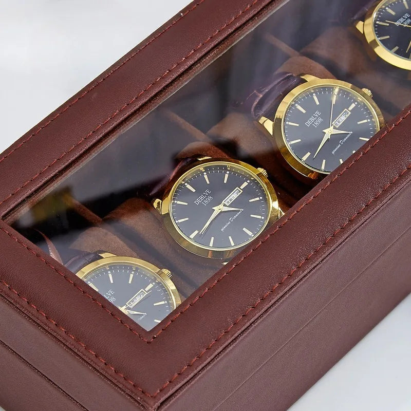 6-Grid PU Leather Watch Box – Luxury Display & Organizer Watch Display Case SPOT