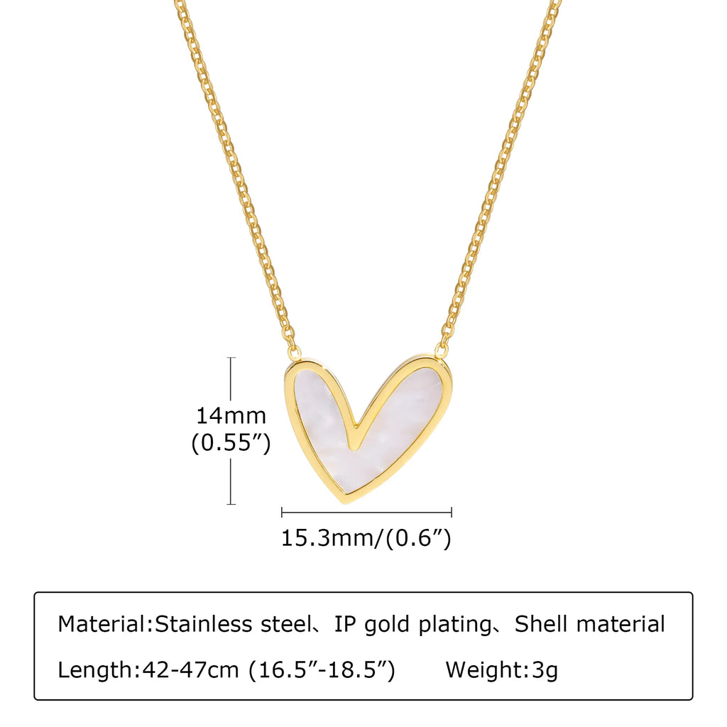 Heart Pendant Necklace – White Seashell Stainless Steel Women Pendant Necklace SPOT