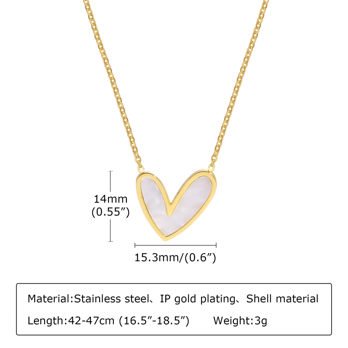 Heart Pendant Necklace – White Seashell Stainless Steel Women Pendant Necklace SPOT