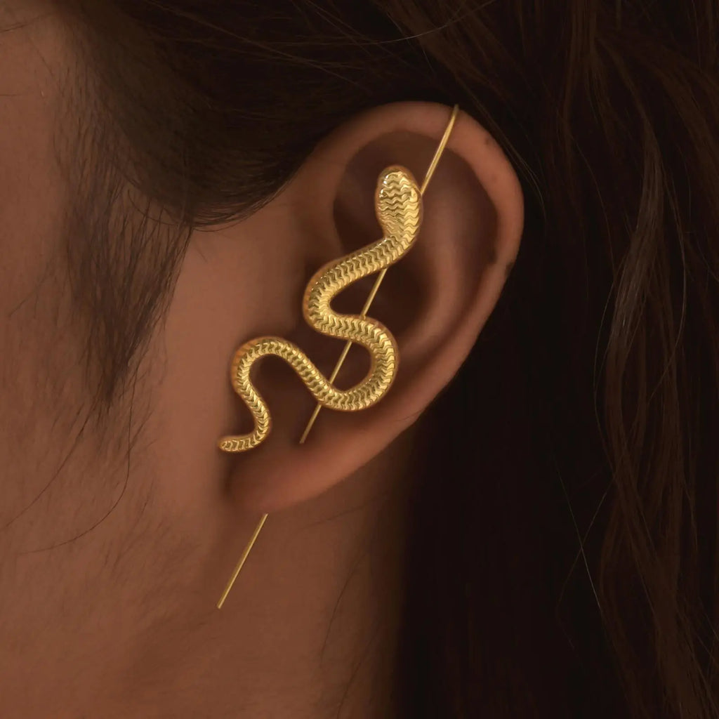 Snake Ear Crawler Hook Earring – Stainless Steel, Gold & Silver Crawler Hook Earring SPOT