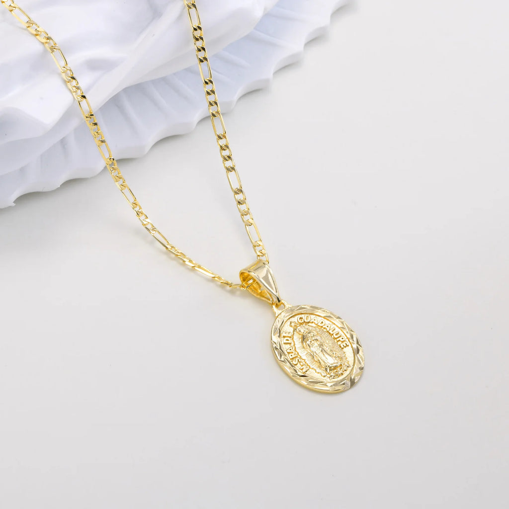Cubic Zirconia Virgin Mary Guadalupe Necklace – Gold Pendant Necklace SPOT