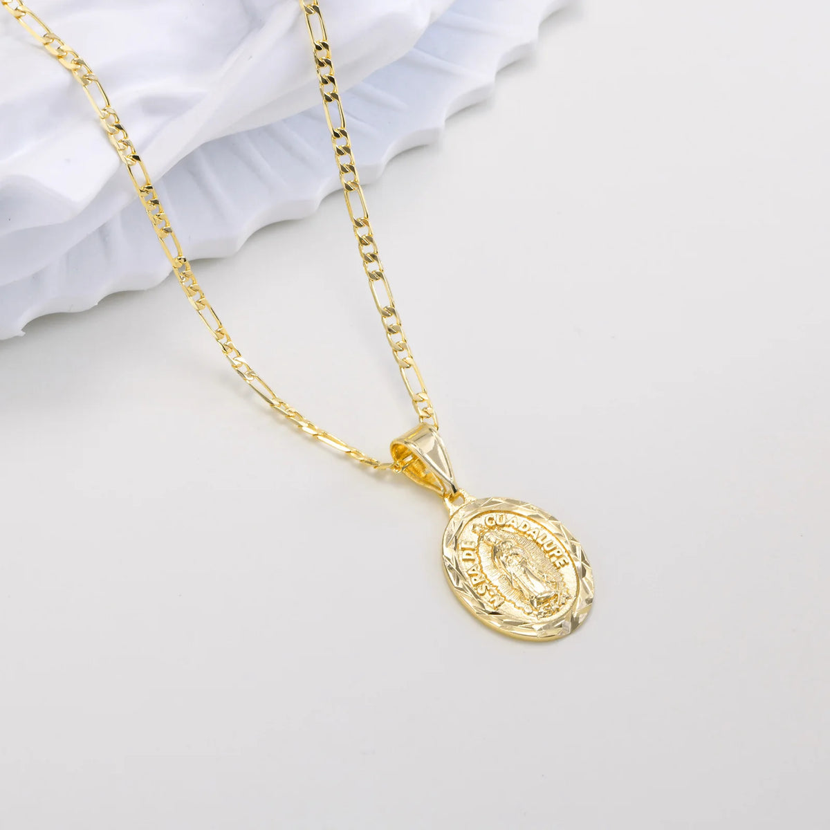 Cubic Zirconia Virgin Mary Guadalupe Necklace – Gold Pendant Necklace SPOT