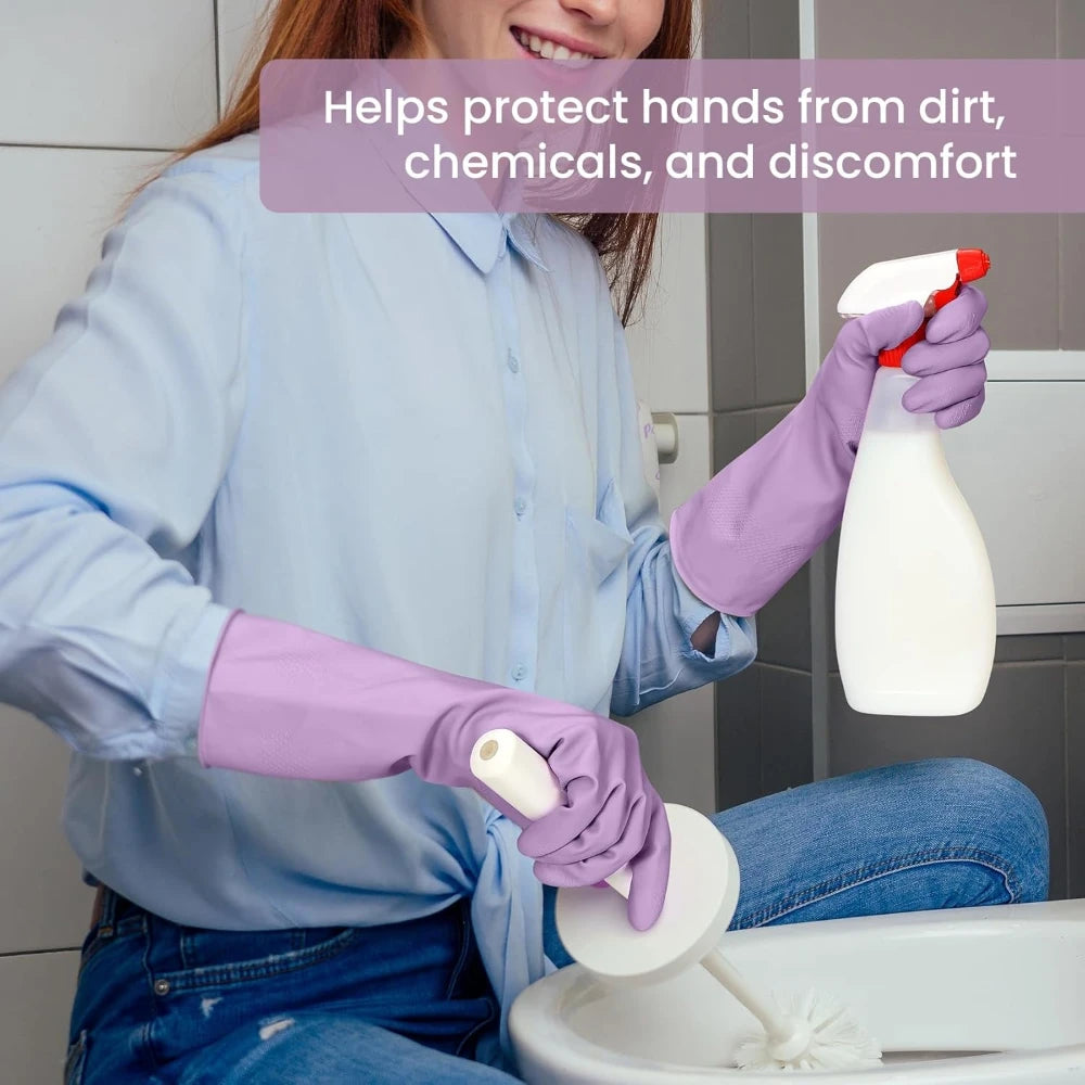 2-Pair Latex Cleaning Gloves – Waterproof Non-Slip Dishwashing Household Cleaning Gloves SPOT