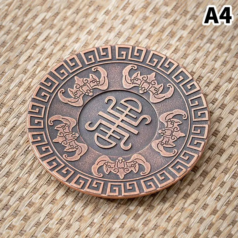 Antique Alloy Teacup Coaster – Zen Pattern Kung Fu Tea Mat Tea Ceremony Coaster SPOT A4