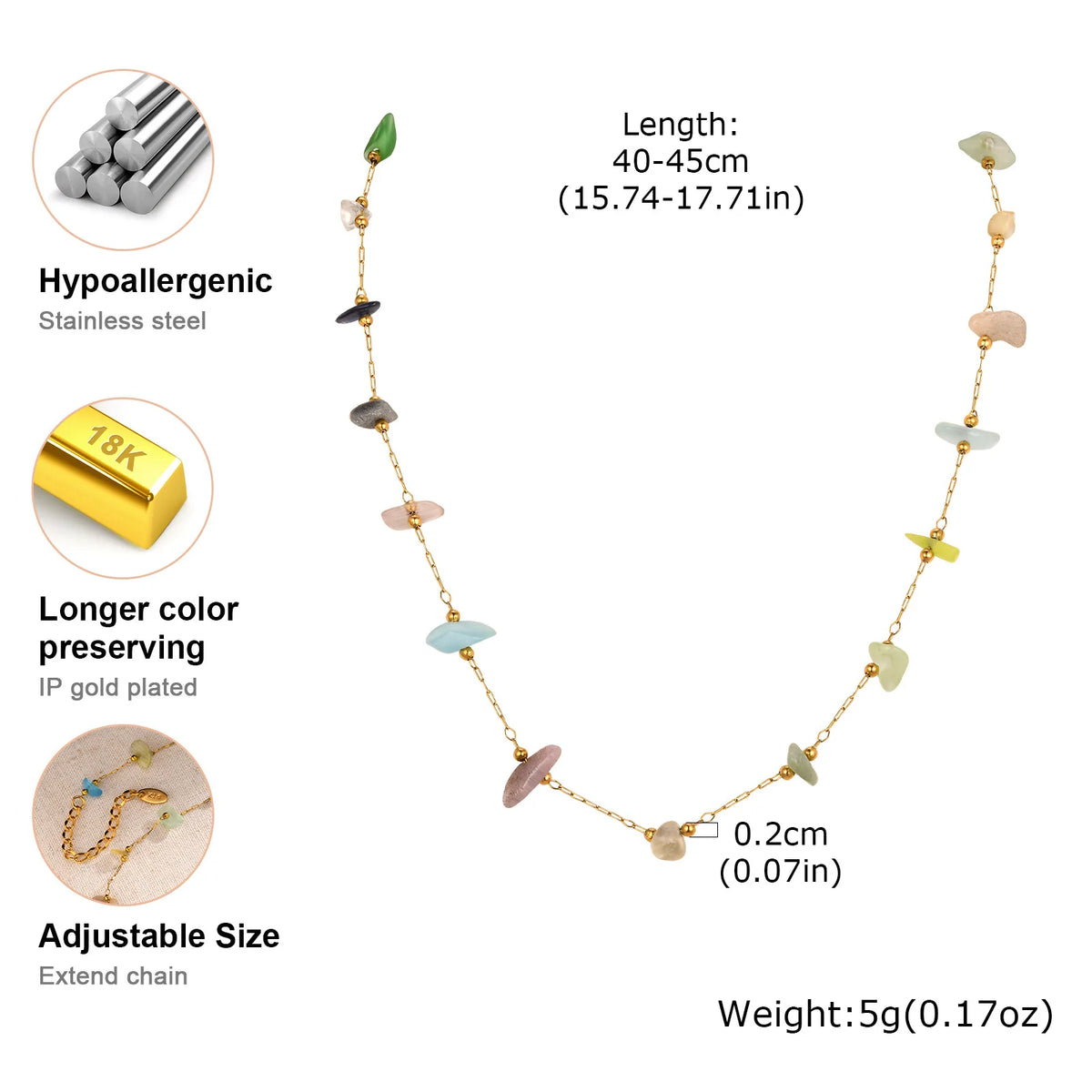 Meaeguet Natural Stone Choker Necklace – Gold Clavicle Chain Choker Necklace SPOT