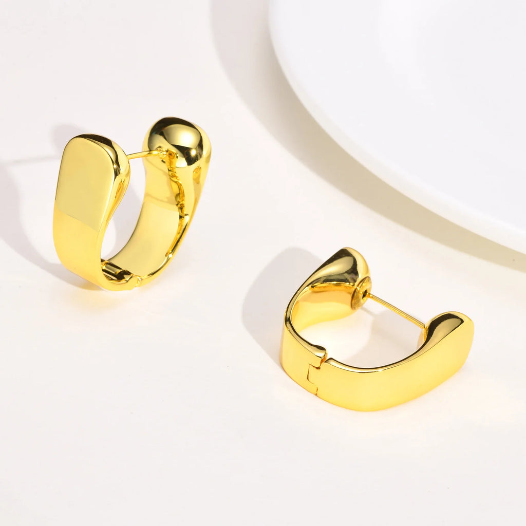 14K Gold Plated Geometric Huggie Hoop Earrings | Hypoallergenic Huggie Hoop Earrings SPOT