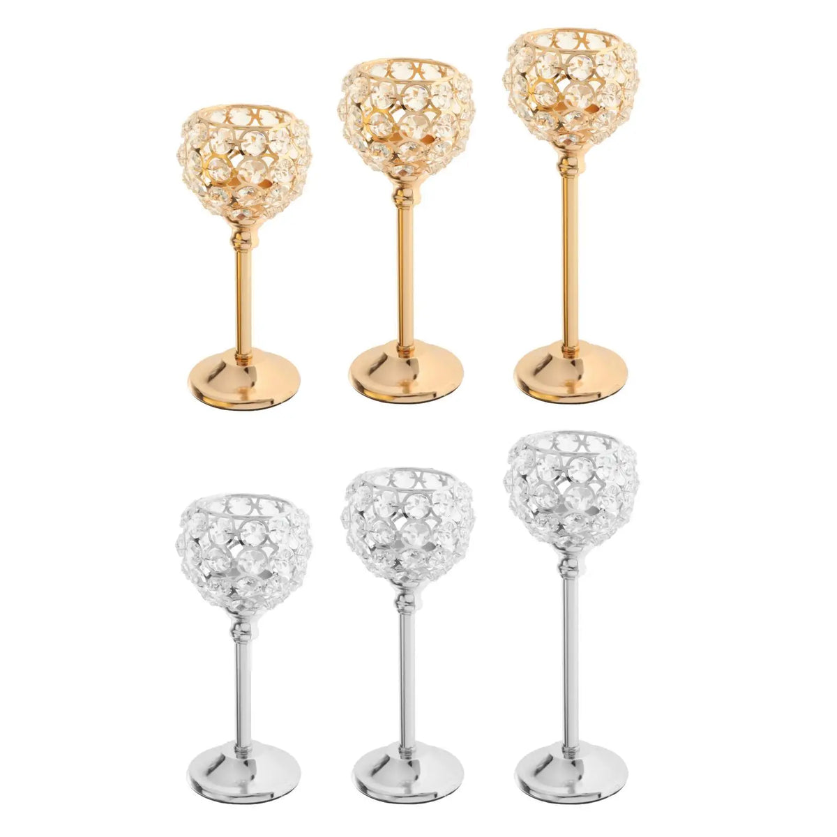 Tall Crystal Candle Holder – Gold & Silver Glass Centerpiece Crystal Candle Holder SPOT