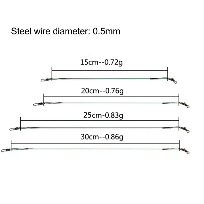 10-Pack 125LB Fishing Leader Wire 15cm | Swivels & Snaps Fishing Leader Wire SPOT