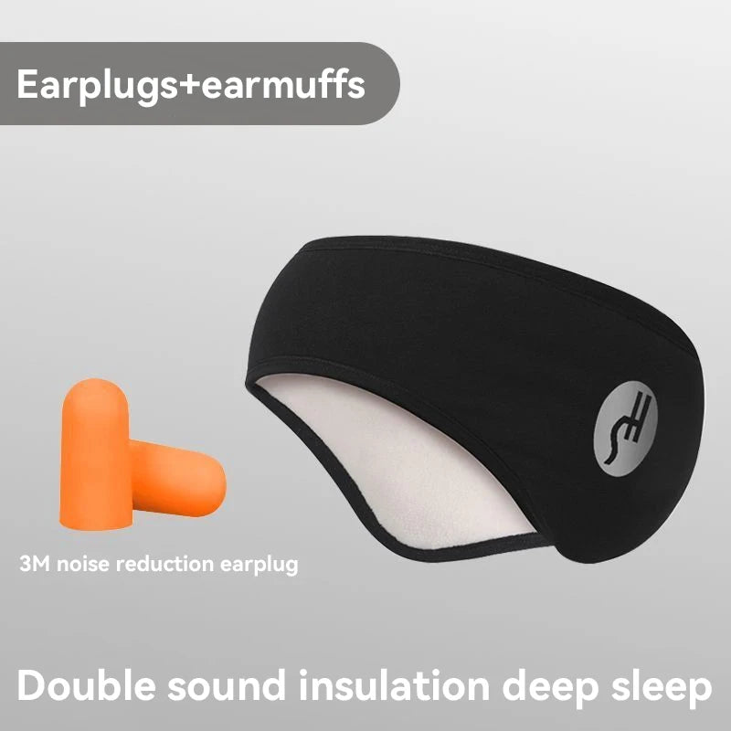 Blackout Sleep Eye Mask with Earplugs – Light & Sound Block Sleep Mask Set SPOT Black