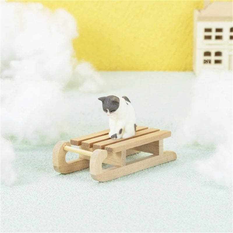 1:12 Miniature Wooden Sleigh Sled – Dollhouse Christmas Decor Dollhouse Miniature SPOT