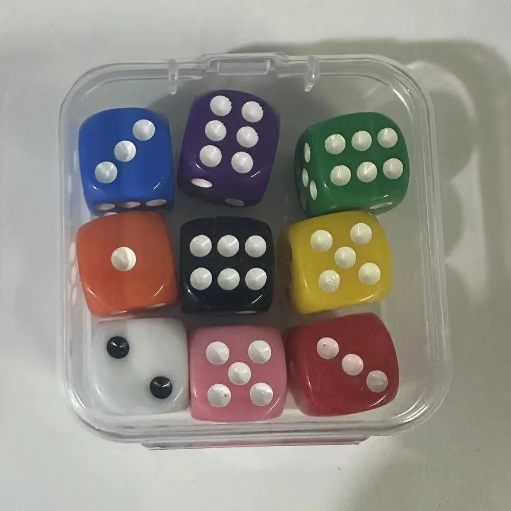 9-Piece 14mm Transparent Boxed Dice Set – Board Game Dice Board Game Dice Set SPOT 9pcs Transparent box