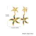 Double Starfish Abalone Shell Drop Earrings | Gold Dangle Drop Dangle Earrings SPOT ED-1016G