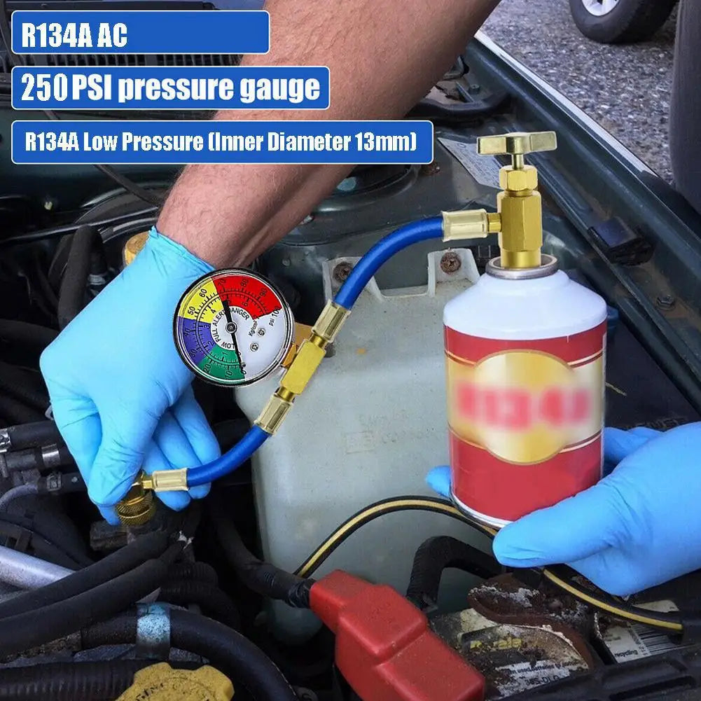 R134A Car AC Refrigerant Recharge Kit – Hose & Gauge AC Recharge Kit SPOT