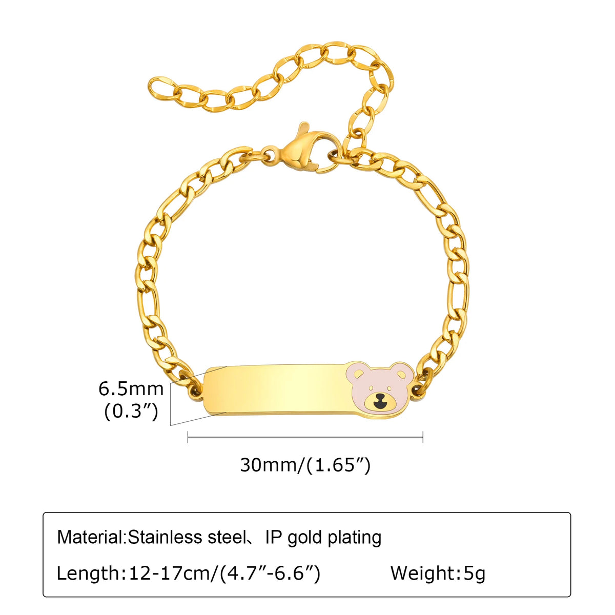 Personalized Engraved Name Bracelet – Stainless Steel, Gold Personalized Bracelet SPOT BR-1826G-5