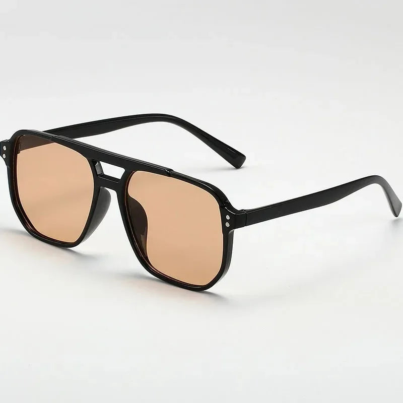 Vintage Unisex Square Sunglasses UV400 – Oversized Black Shades Unisex Sunglasses SPOT Brown