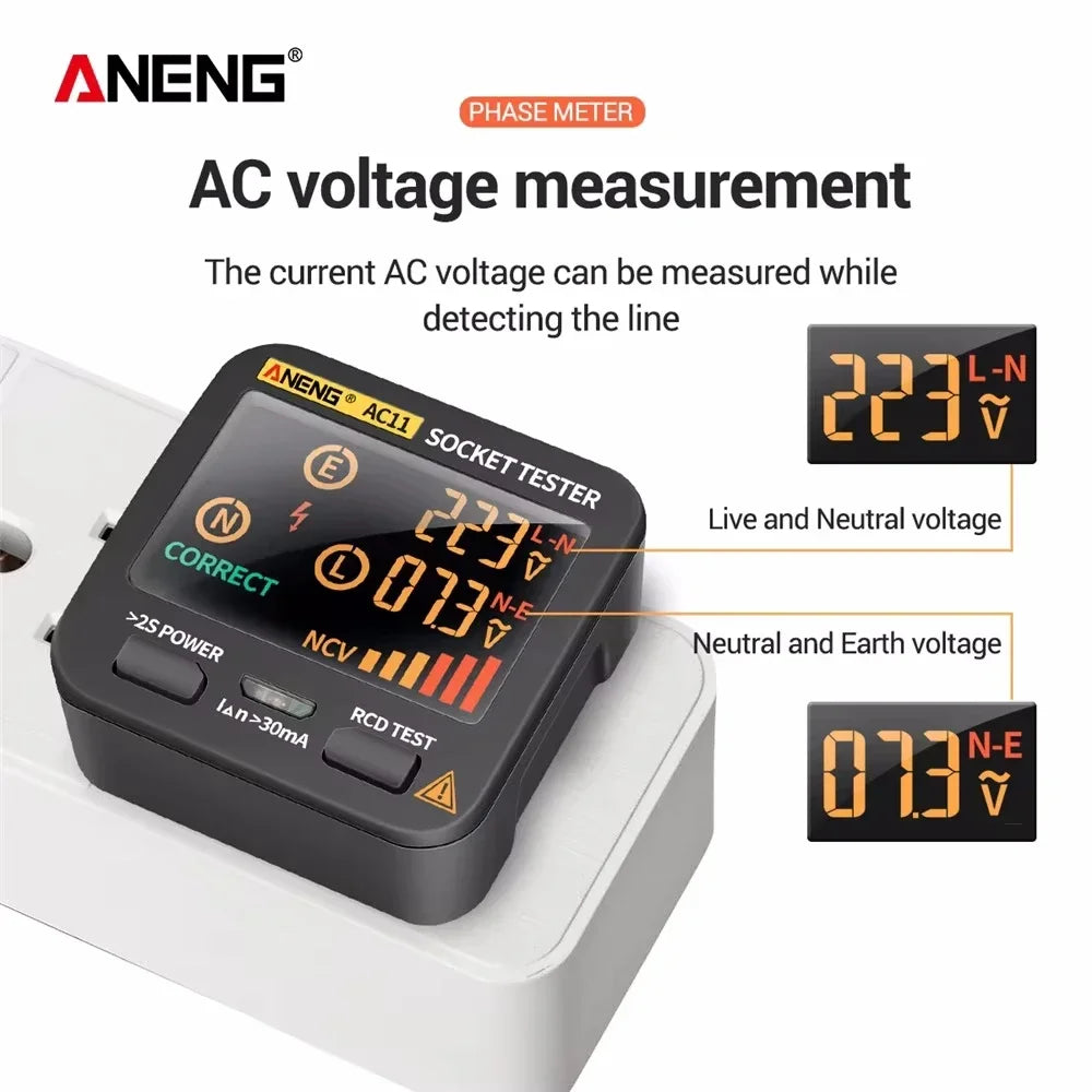 ANENG AC11 Digital Socket Tester – EU/US/UK/AU Voltage Checker Socket Tester SPOT