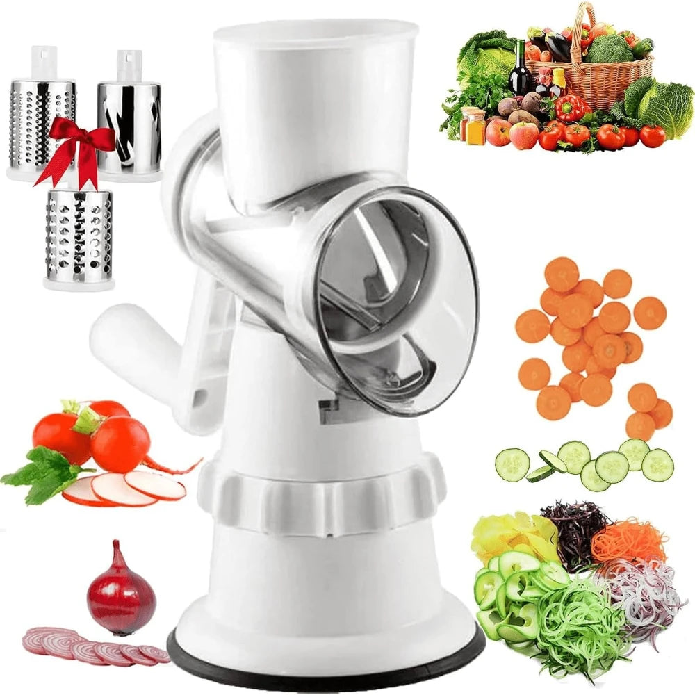 Rotary Cheese Grater & Vegetable Slicer – 3 Drum Blades Rotary Cheese Grater SPOT