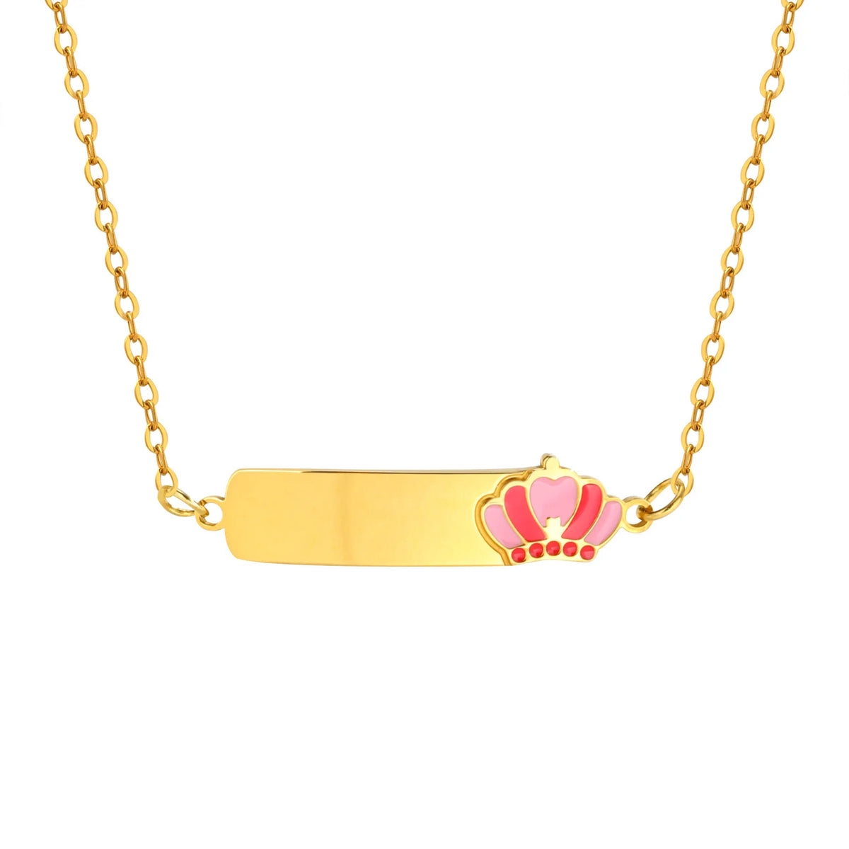 Personalized Crown Name Necklace – Girls Custom Stainless Steel Custom Name Necklace SPOT NC-1943G05