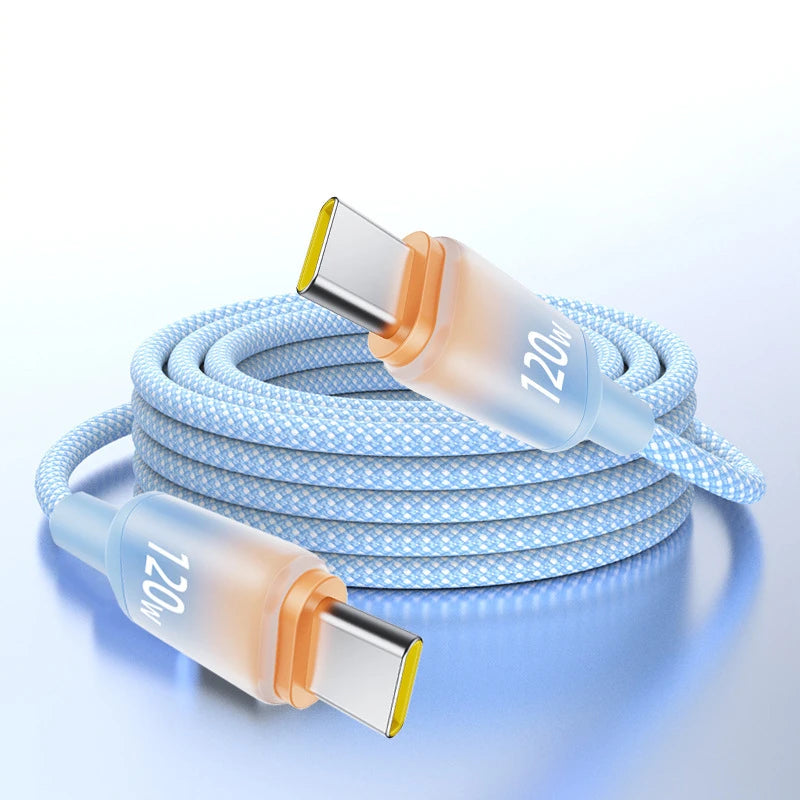 120W USB-C to USB-C Nylon Braided Fast Charging Cable USB-C Charging Cable SPOT BL 2m