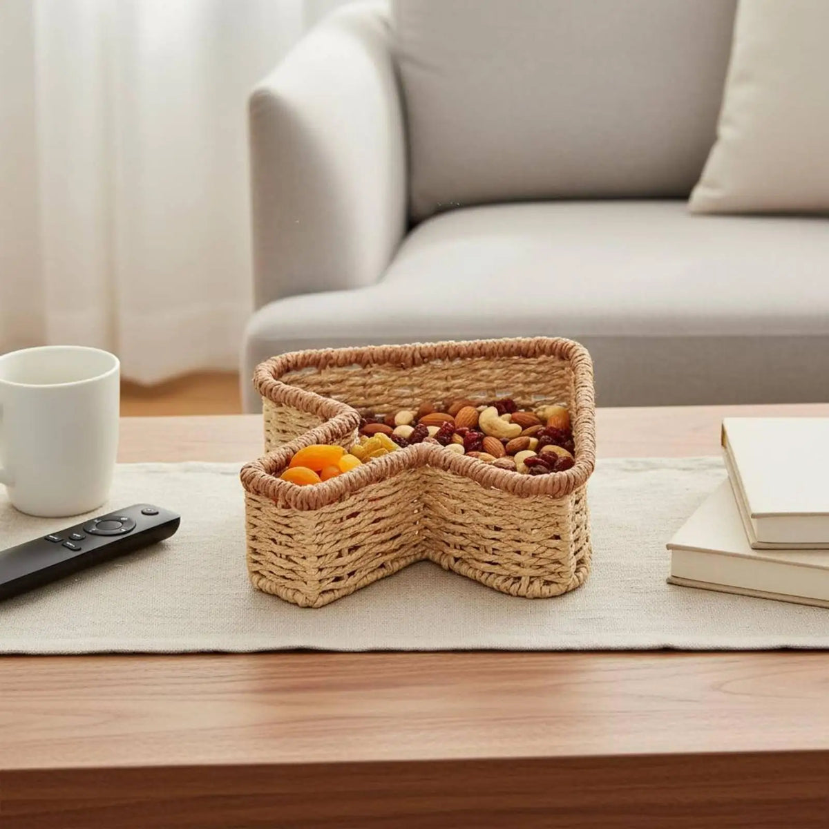 Woven Paper Rope Basket – Multi-Compartment Storage Organizer Woven Storage Basket SPOT