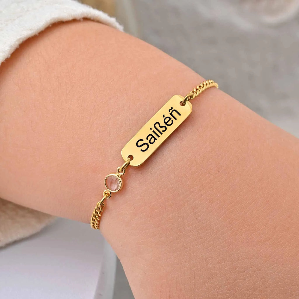 Personalized Name Baby Bracelet – 18K Gold Charm Toddler Gift Personalized Baby Bracelet SPOT