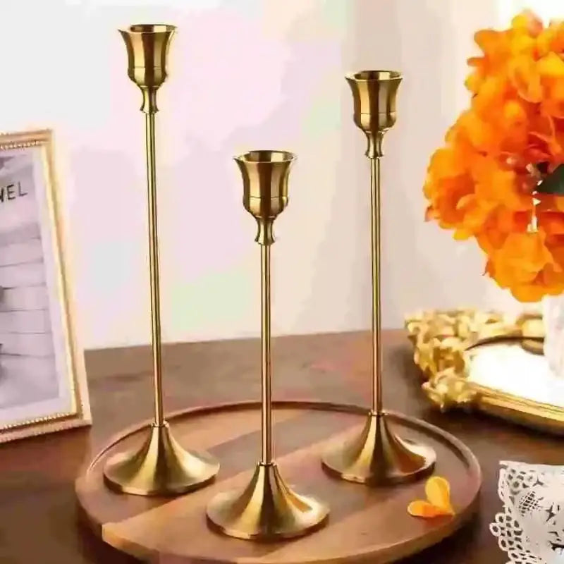 3-Piece Gold Candlestick Set – Elegant Table Decoration Candlestick Set SPOT