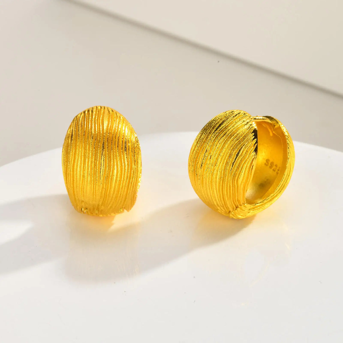 18K Gold Plated Chunky Hoop Earrings – Textured Dome Huggie Hoop Earrings SPOT Default Title