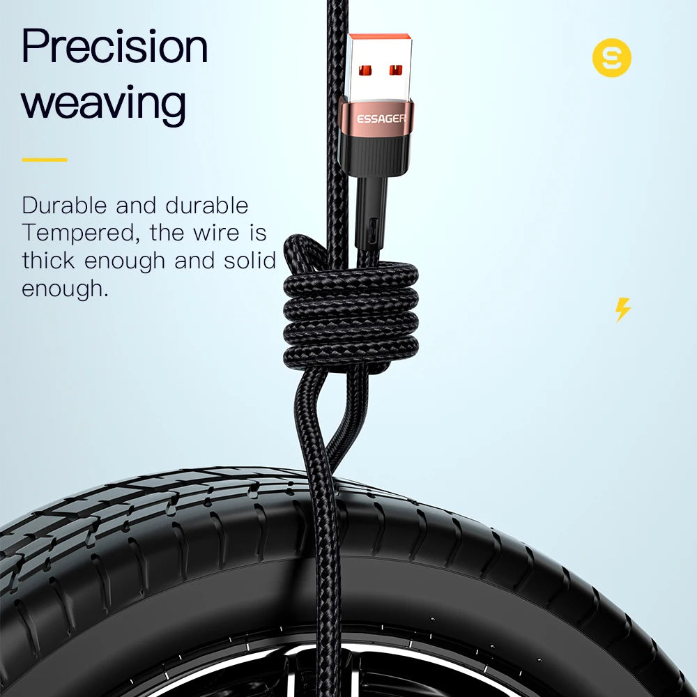 Essager 7A USB-C Fast Charging Cable – 100W, Braided, Multi-Device USB-C Charging Cable SPOT