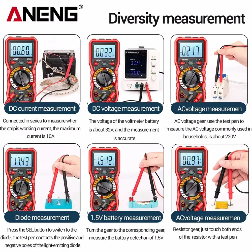 ANENG SZ302 Auto-Range Digital Multimeter AC/DC NCV Tester Digital Multimeter SPOT