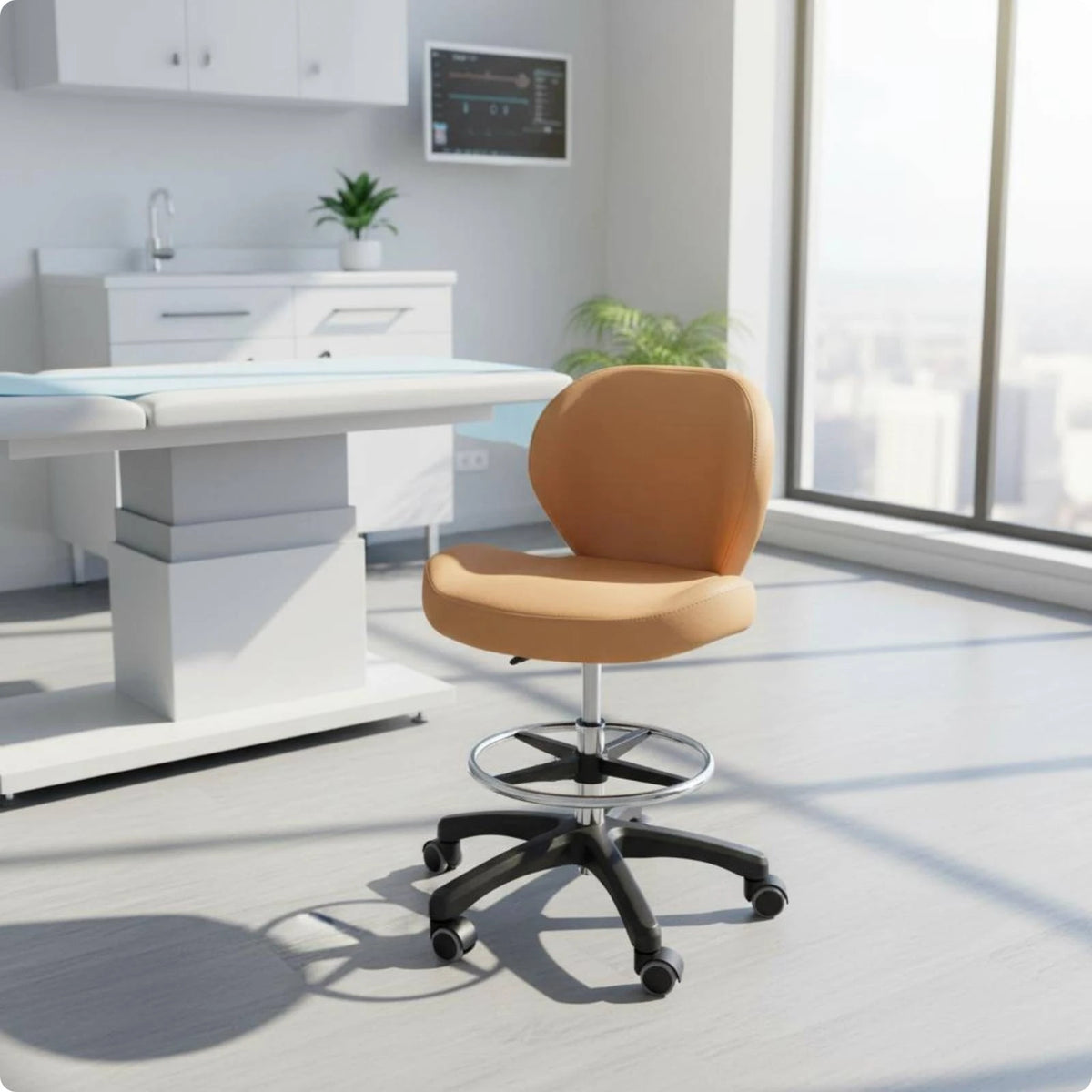 Upholstered Swivel Desk Chair – Cushioned, Height-Adjustable Swivel Office Chair SPOT Brown