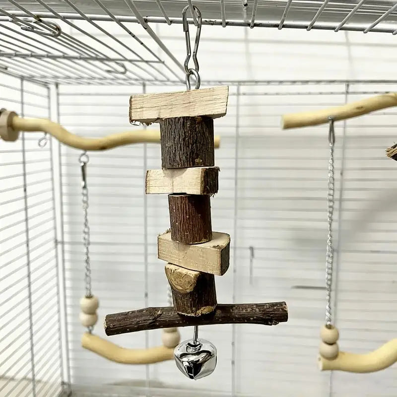 Parrot Suspension Bridge Swing Toy – Natural Wood Bird Perch Bird Swing Toy SPOT
