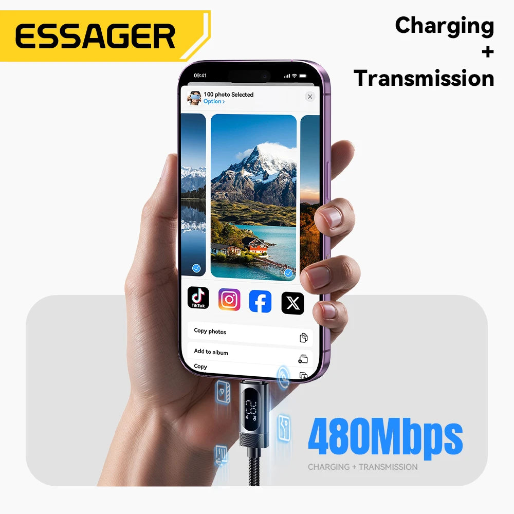 Essager USB-C to Lightning Cable – Digital Display PD 29W Fast Charge USB Charging Cable SPOT
