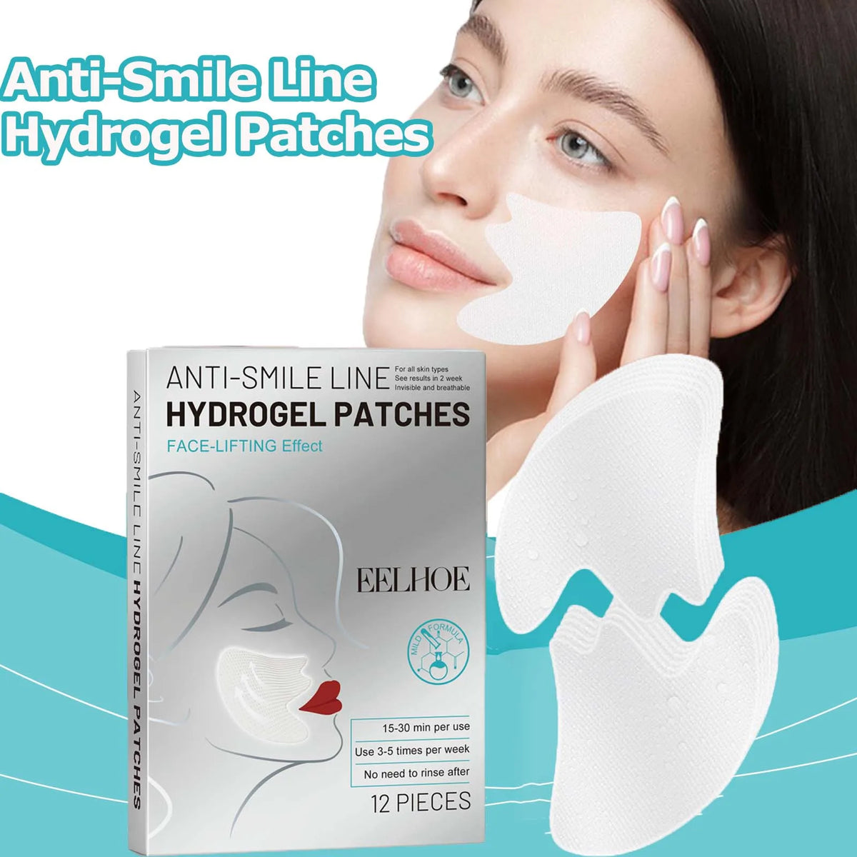 Eelhoe Smile Line Patches – Hydrating Firming Facial Pads 12pc Facial Skin Patches SPOT