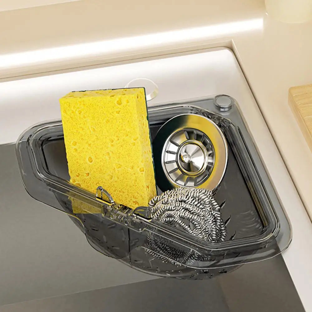 Magnetic Corner Sink Basket – No-Drill Triangular Drain Strainer Sink Drain Basket SPOT