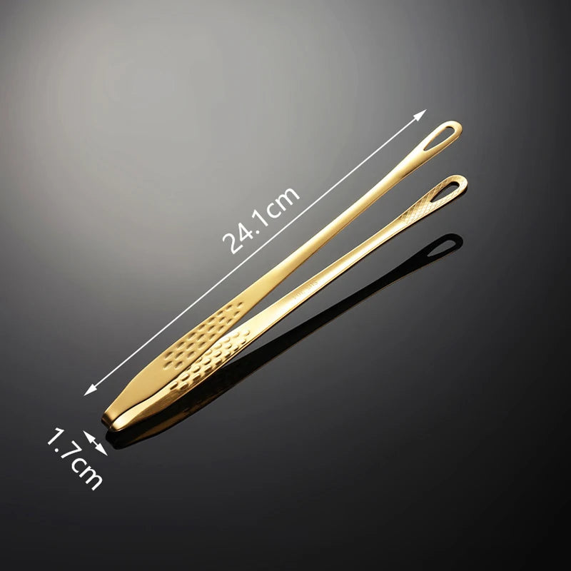 Stainless Steel BBQ Tongs – Long Handle, Non-Slip Kitchen Tongs Kitchen Tongs SPOT Gold 24cm