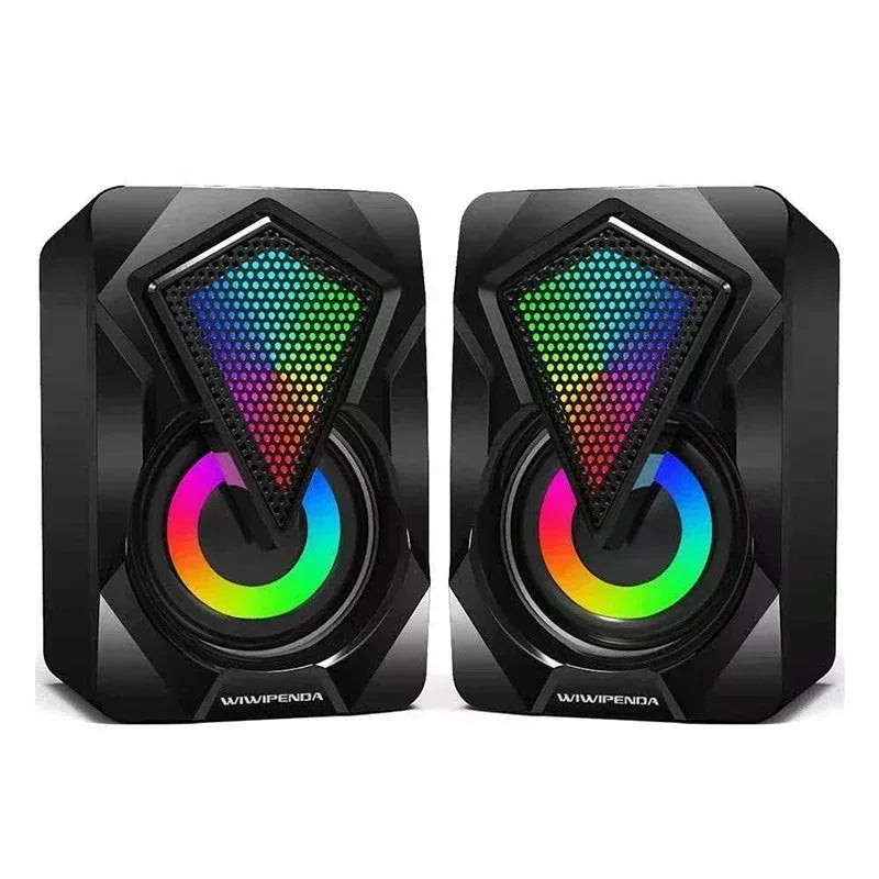 Mini USB Desktop Speaker 2.0 Stereo Subwoofer – PC & Laptop USB Desktop Speaker SPOT LED Black USB Type-C