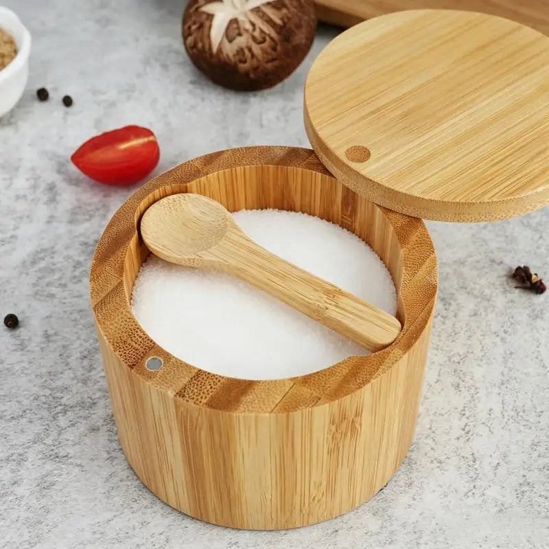 Bamboo Spice Jar with Magnetic Lid & Spoon – Food Safe Storage Spice Storage Jar SPOT