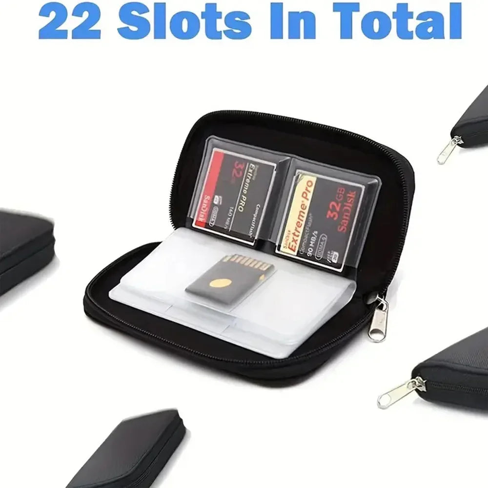 22-Slot Memory Card Case – SD, CF, Micro SD Wallet Holder Memory Card Case SPOT
