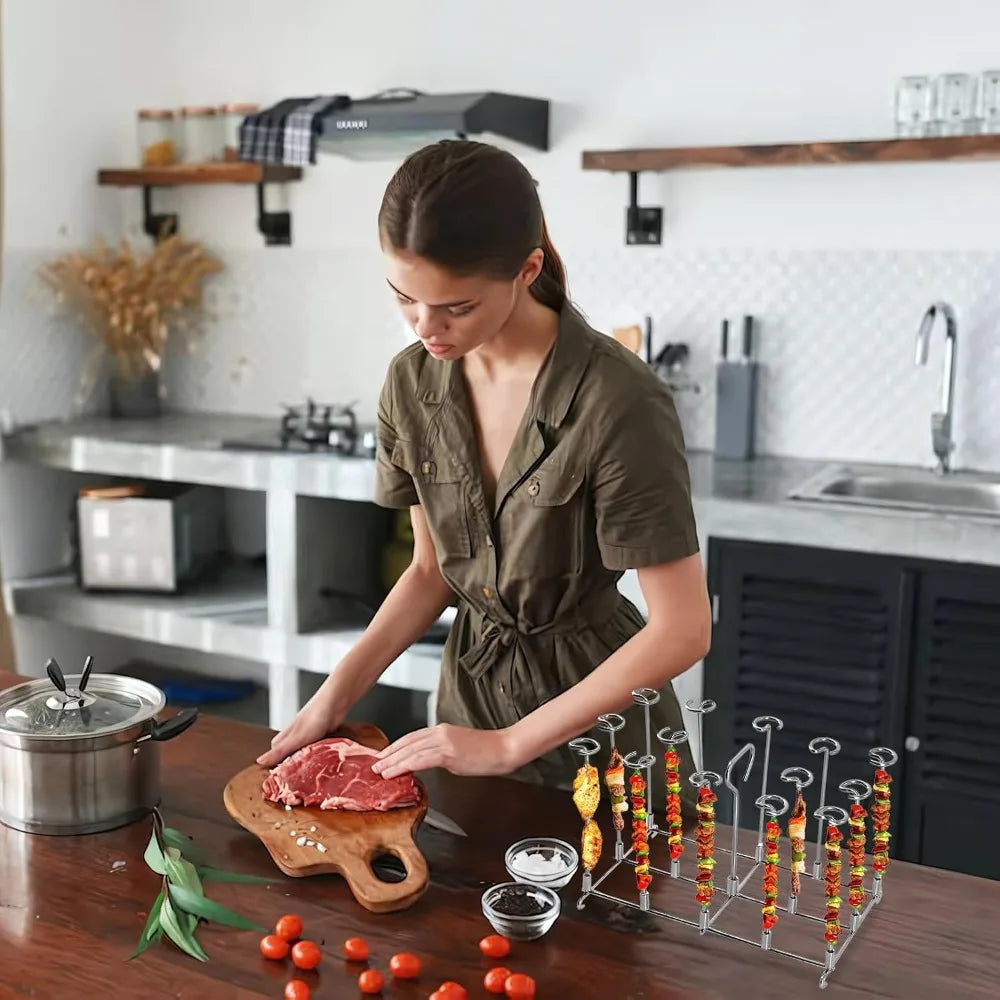 Vertical Kebab Rack + 14 Skewers | 304 Stainless Steel Air Fryer Kebab Skewer Rack SPOT