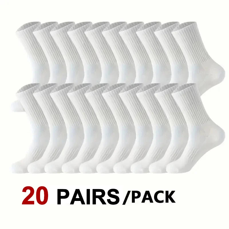 10/20-Pack Unisex Breathable Knit Sports Socks – All-Season Sports Socks Multipack SPOT 20 Pairs White 35-44EU